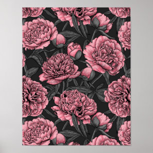 Nattträdgård i rosa och grått poster
