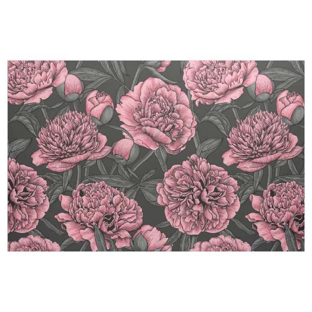 Nattträdgård i rosa och grått tyg (Fat Quarter)