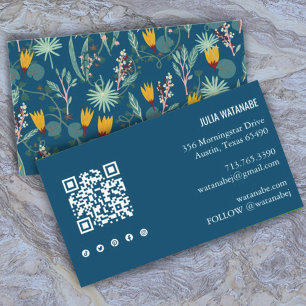 Nattträdgårdar Blommigt QR Code Social Media Chic Visitkort