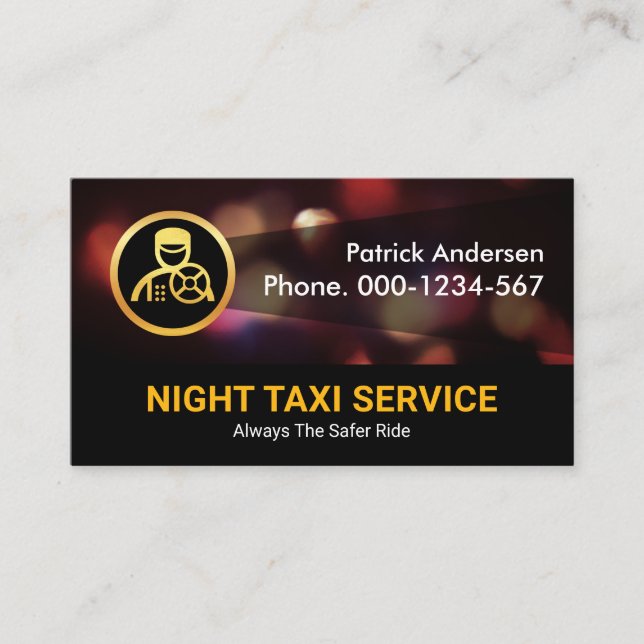 Natttrafiken i Ljus Taxi Visitkort (Framsida)