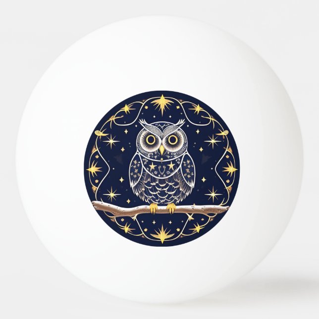 Nattuggla Invecklad månillustration Elegant Pingisboll (Framsidan)