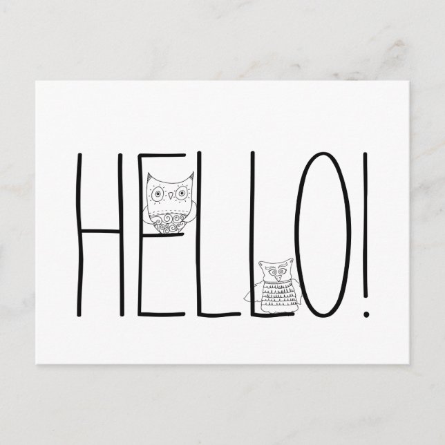 Nattugglor Hej Vykort (Framsida)