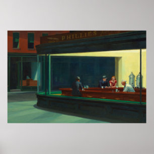 Nattugglor målning av Edward Hopper Poster