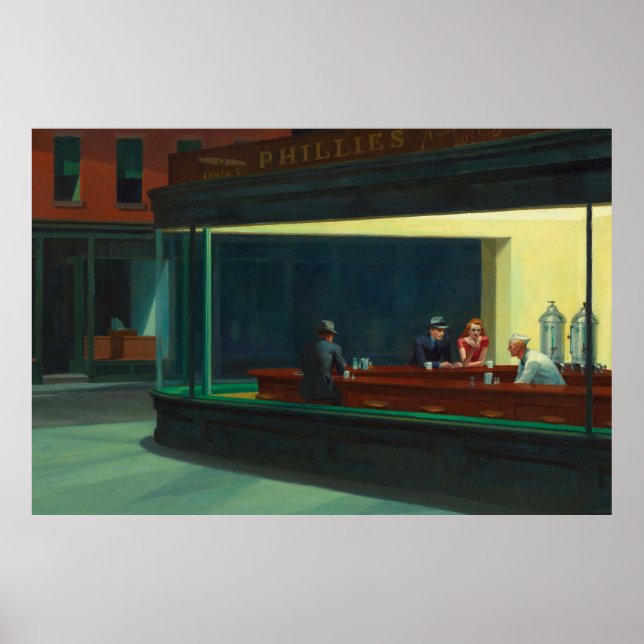 Nattugglor målning av Edward Hopper  Poster (Framsidan)