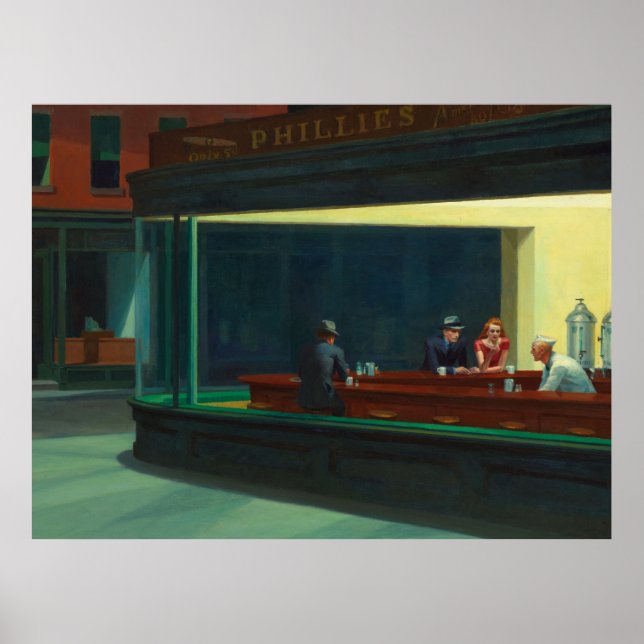 Nattugglor målning av Edward Hopper  Poster (Framsidan)