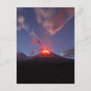 Nattutbrottet Klyuchevskaya Sopka i Kamchatka Vykort