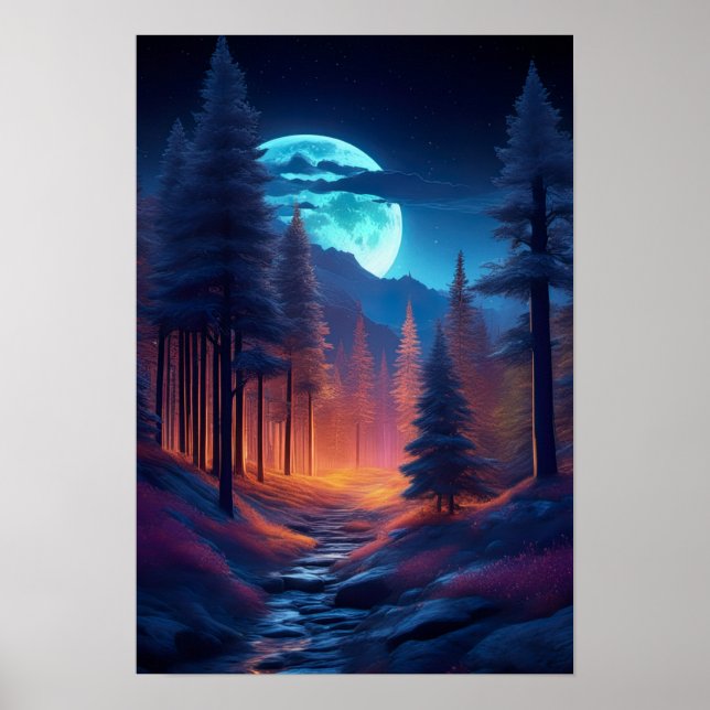 Nattvägen genom den fantastiska skogen poster (Framsidan)