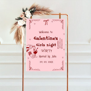 Nattvälkomstskylt för hand plockade Galentine Girl Poster