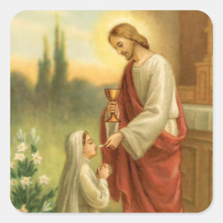 Nattvard i alla ting Första kommunion Fyrkantigt Klistermärke