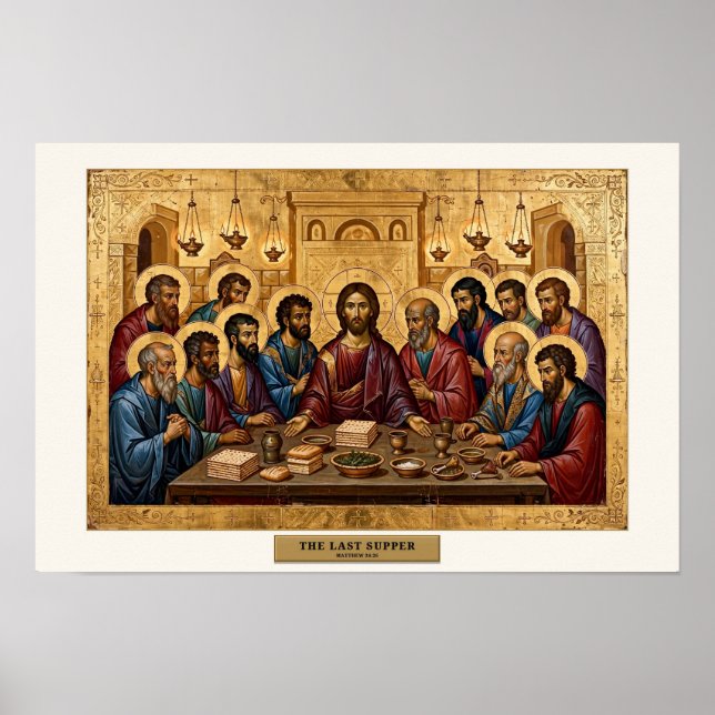 Nattvarden — Bysantinsk Ikon Poster (Framsidan)