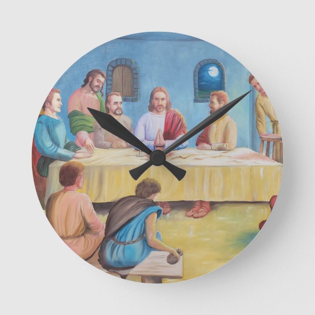Nattvarden: Jesus och lärjungarna Rund Klocka (Framsida)