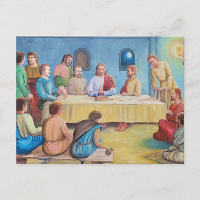 Nattvarden: Jesus och lärjungarna Vykort (Framsida)
