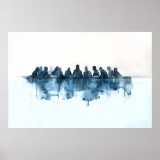 Nattvarden minimalistisk akvarell biblisk scen poster