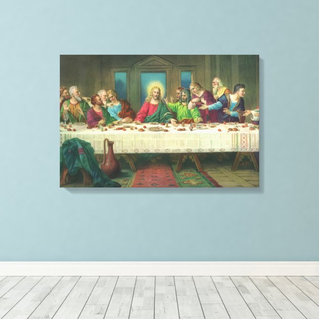 Nattvarden Ursprungligen av Leonardo da Vinci Canvastryck (Insitu (trägolv))