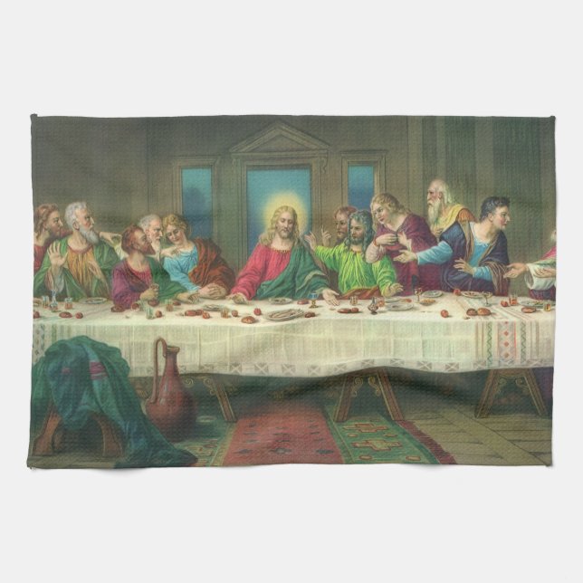 Nattvarden Ursprungligen av Leonardo da Vinci Kökshandduk (Horisontell)