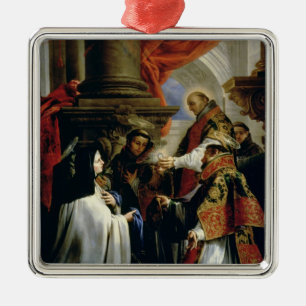 Nattvardsgång av St Teresa av Avila c.1670 Julgransprydnad Metall