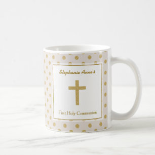 Nattvardsgångbeige med guld- polka dots kaffemugg