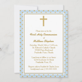 Nattvardsgångblått med guld- polka dots inbjudningar