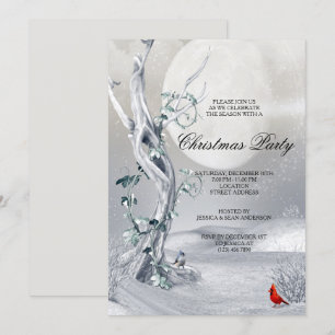Nattvinter Scenery & kardinals jul Party Inbjudningar