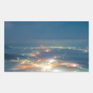Nattvy Aso Night Sea of Clouds Japan Kumamoto Rektangulärt Klistermärke