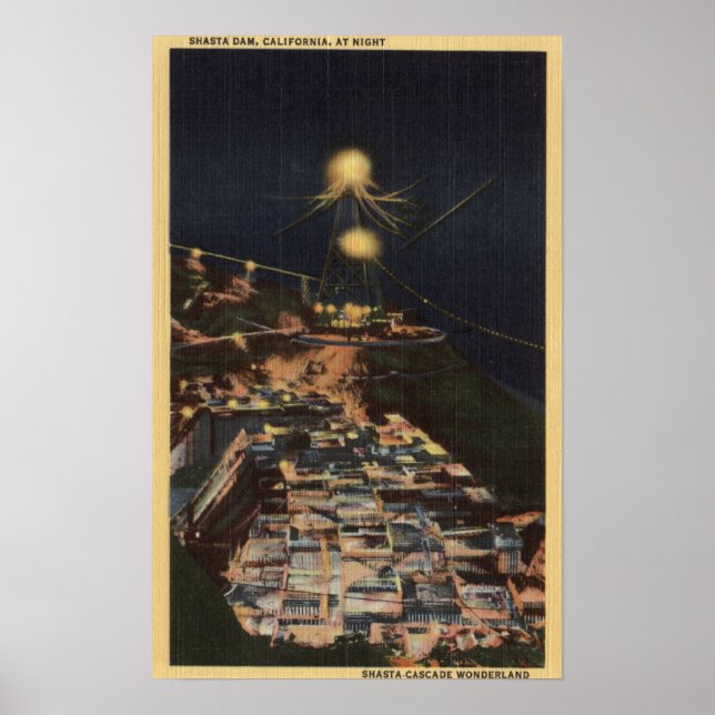 Nattvy för Shasta Dam Poster (Framsidan)
