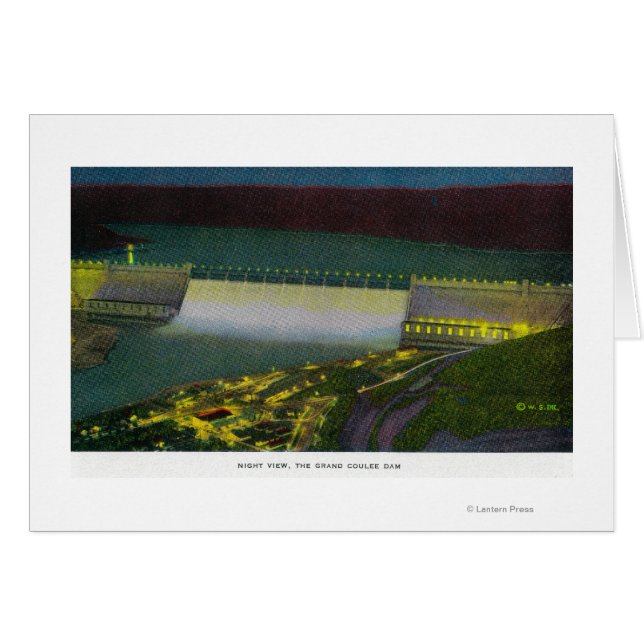 Nattvy, Grand Coulee Dam Hälsningskort (Framsidan Horizontal)