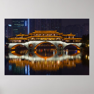 Nattvy över Anshun Bridge Poster