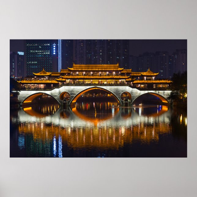 Nattvy över Anshun Bridge Poster (Framsidan)