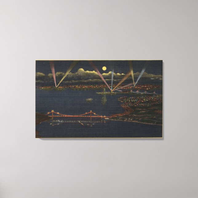 Nattvy över Bay Metropolitan Area Canvastryck (Framsida)