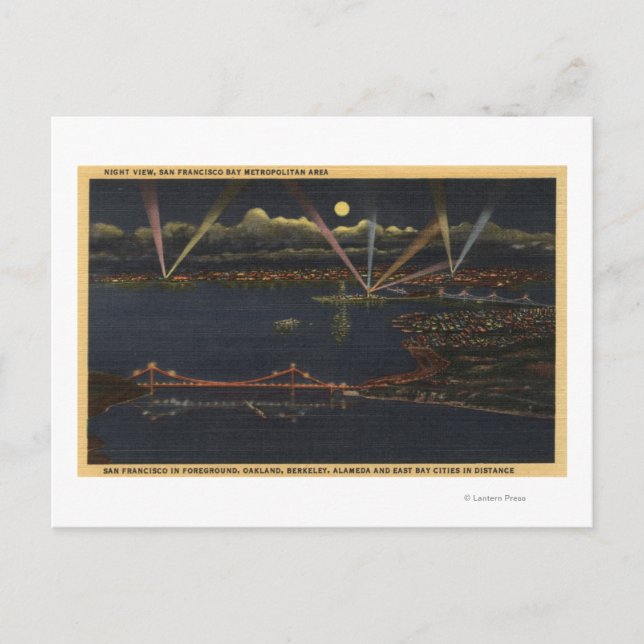 Nattvy över Bay Metropolitan Area Vykort (Framsida)