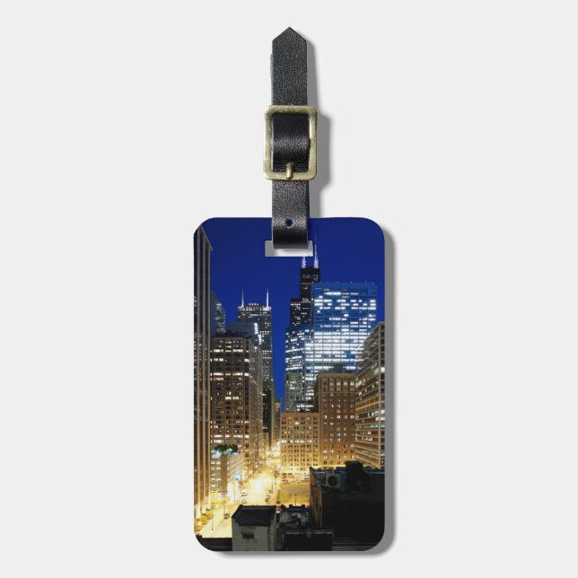 Nattvy över Chicago Bagagebricka (Vertikal Framsida)