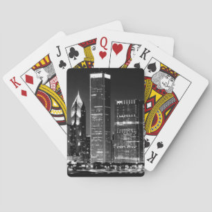 Nattvy över Chicago berömd cityscape Spelkort