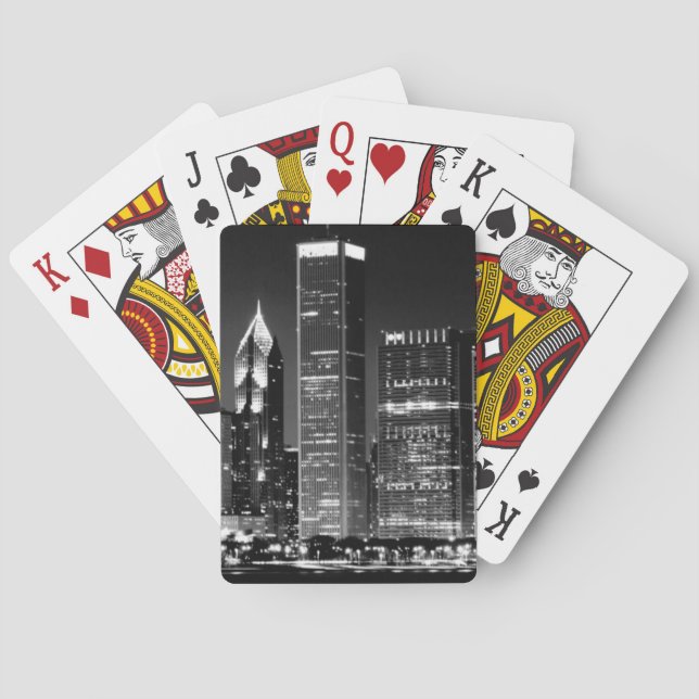 Nattvy över Chicago berömd cityscape Spelkort (Baksidan)