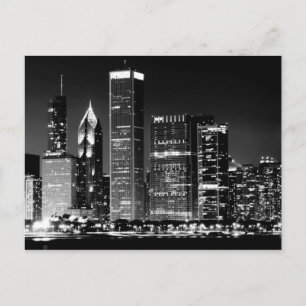 Nattvy över Chicago berömd cityscape Vykort