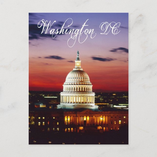 Nattvy över Huvudstad i USA Vykort (Framsida)