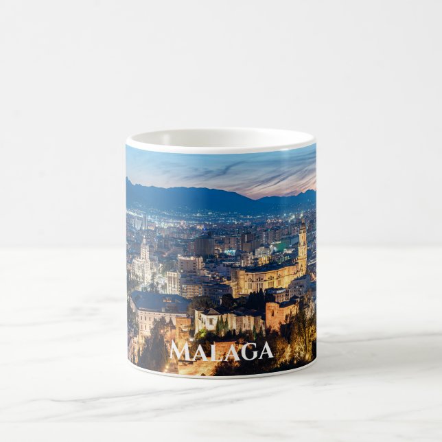 Nattvy över katedralen i Malaga i Spanien Kaffemugg (Center)