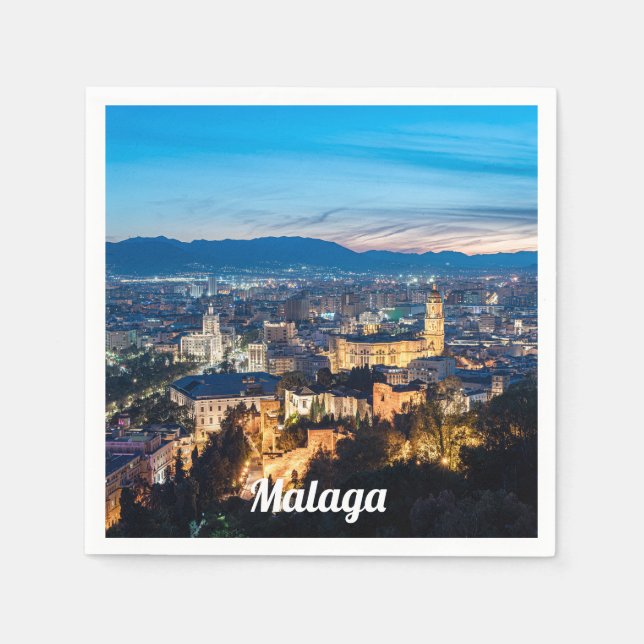 Nattvy över katedralen i Malaga i Spanien Pappersservett (Framsidan)