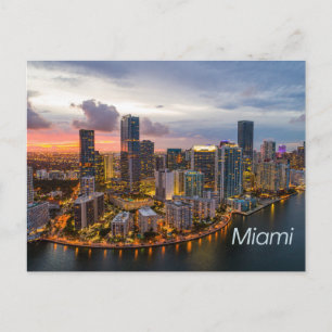 Nattvy över Miami, Florida Downtown Vykort