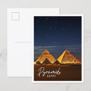 Nattvy över Pyramids of Giza Egypten Vykort