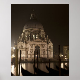 Nattvy över vatten av San Giorgio Maggiore Poster