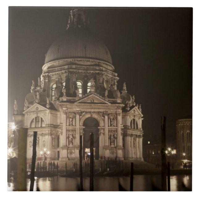 Nattvy över vatten över San Giorgio Maggiore Kakelplatta (Framsidan)