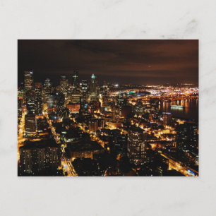 Nattvy över vykortet i Seattle Vykort