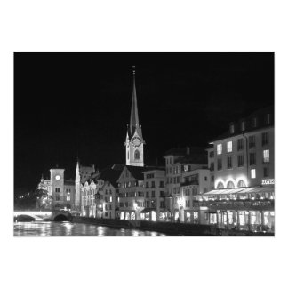 Nattvy över Zürich Fototryck
