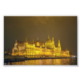 Nattvy, ungerska parlamentet, Budapest Ungern Fototryck