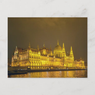 Nattvy, ungerska parlamentet, Budapest Ungern Vykort