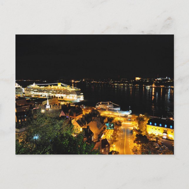 Nattvykort för Ljus Levis Quebec City Skyline vyko Vykort (Framsida)