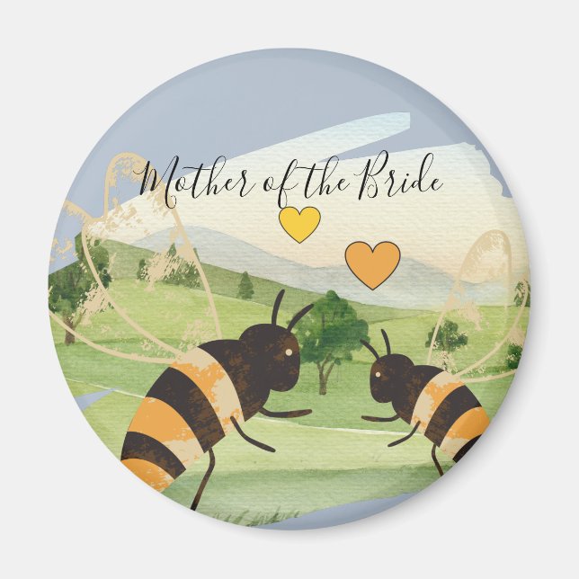 Natur Älskare Countryside Bees Bröllop Magnet (Framsidan)