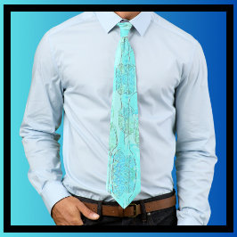 Natur Älskare Löv Design Soft Blue Grönt Löv Slips