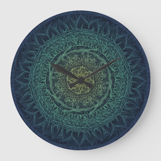 Natur Älskare Mandala Art Mandalas Design Stor Klocka (Framsida)