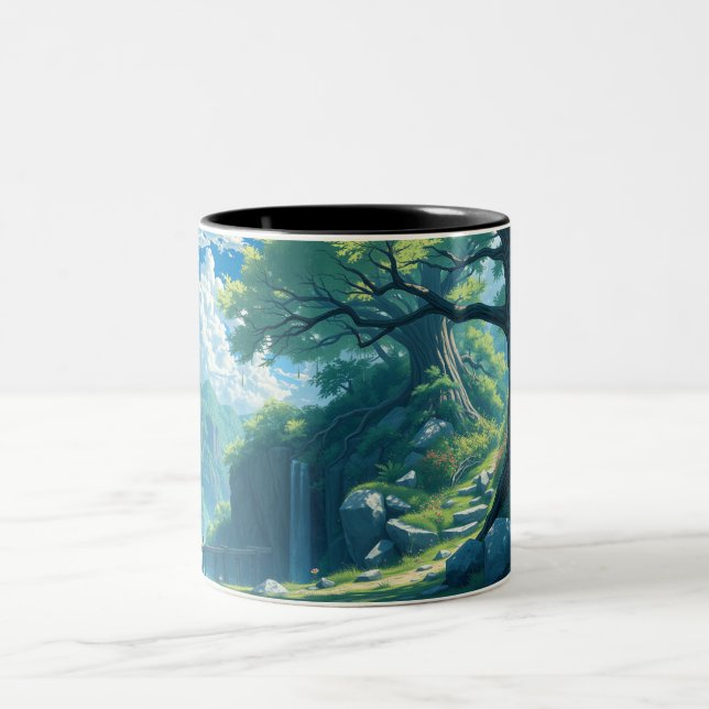 natur anime stil Två-Tonad mugg (Center)